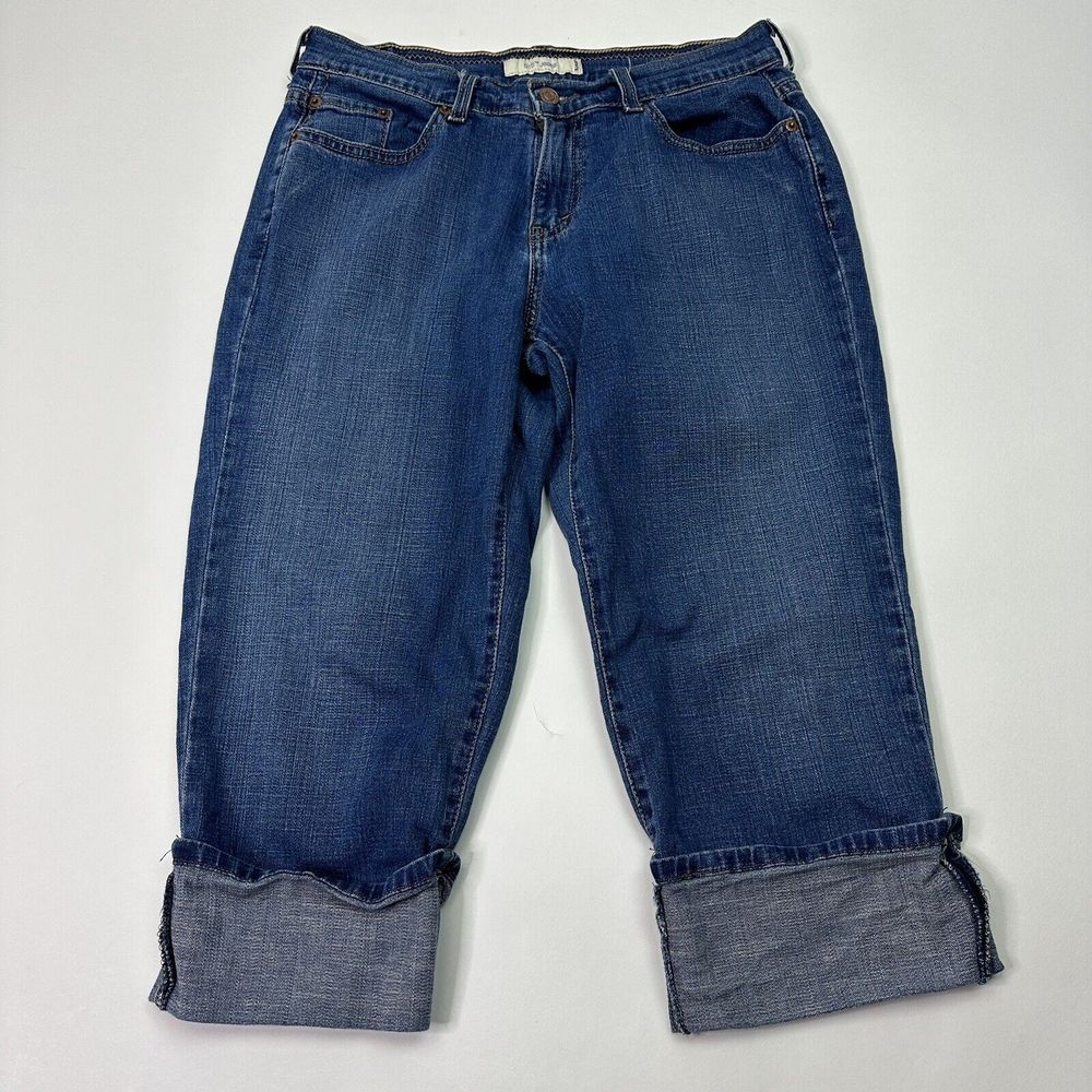 Womens‎ Levi's 515 Mid-Rise Dark Blue Cropped Rolled Hem Jeans Size 8